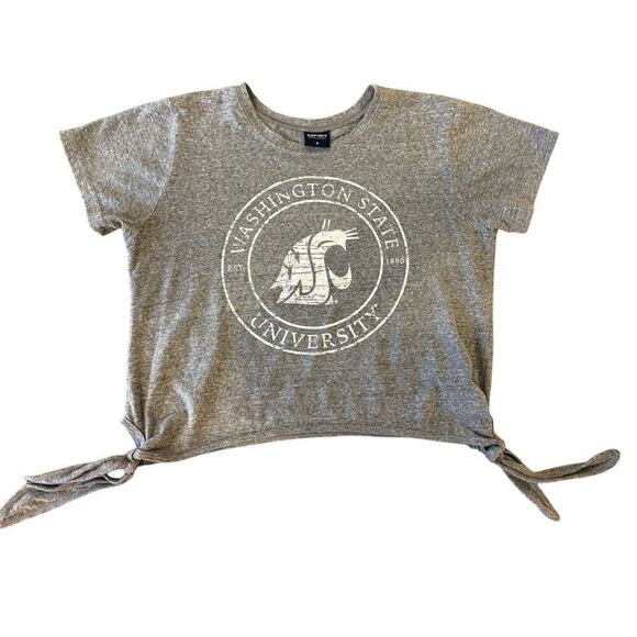 Spirit Tops - WASHINGTON STATE UNIVERSITY Collegiate Tee T-Shirt w/ Ties Women size S